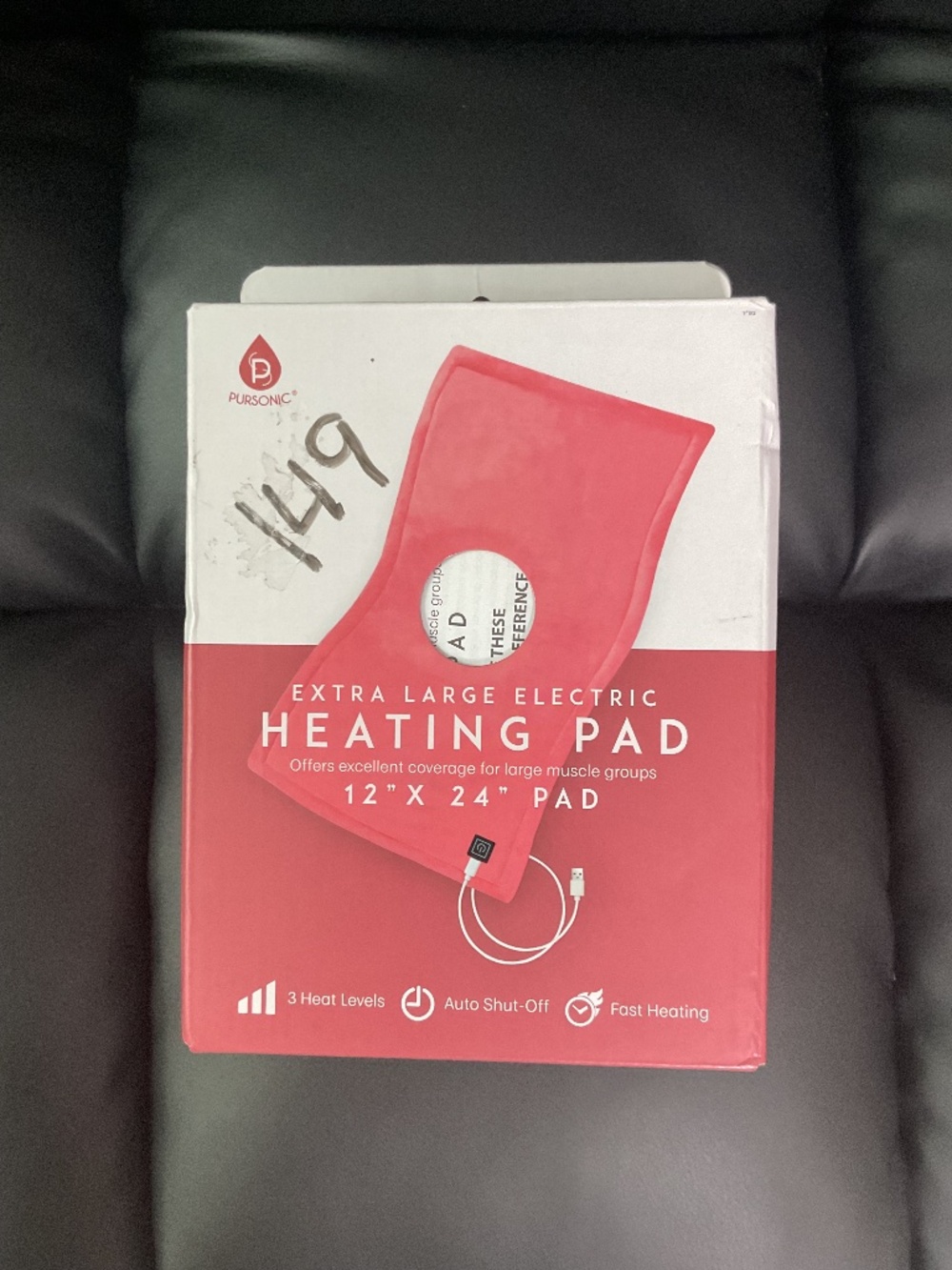 Pursonic Extra Large Electric Heating Pad 12” x 24” Fast Heating 3 Levels